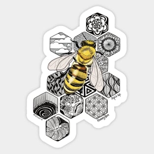 Golden Honey Bee Doodle Sticker